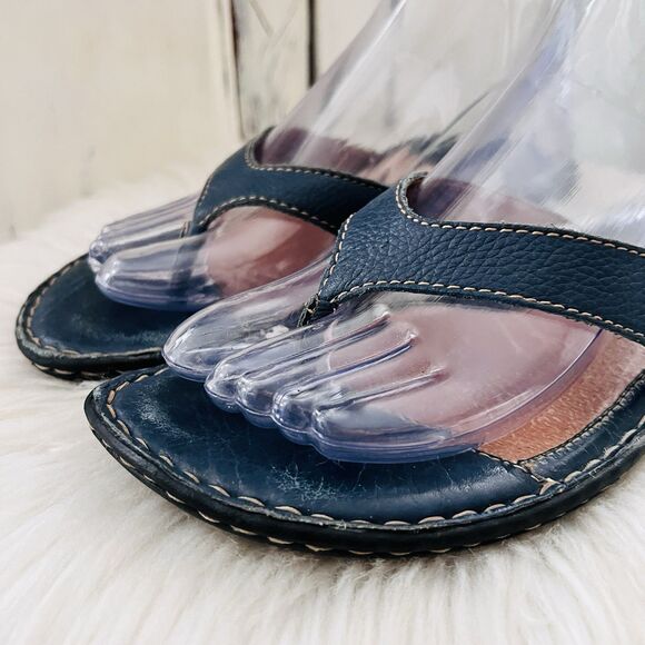Boc Born Navy Blue Leather Slip on Earthy Boho Comfort Sandals - Size 9 EU40 - Picture 2 of 8